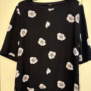 Ann Taylor Blue Top with Cornflower Blue Floral Motif